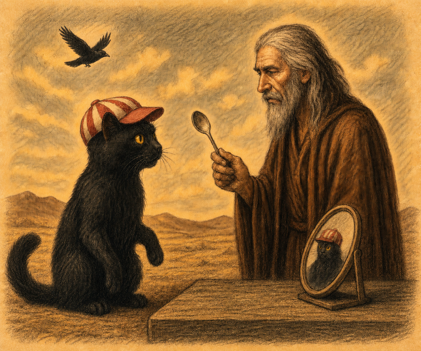 Bob the Black Cat meets Don Juan Matus in the desert