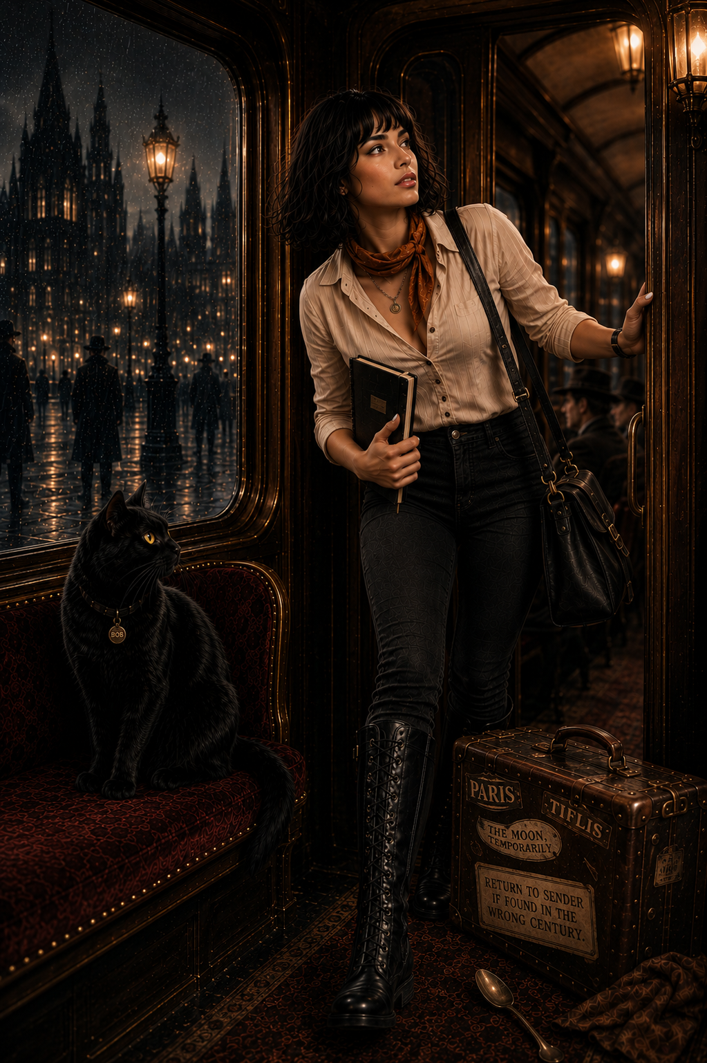Missy arriving aboard the Train to Elsewhere with Bob watching nearby