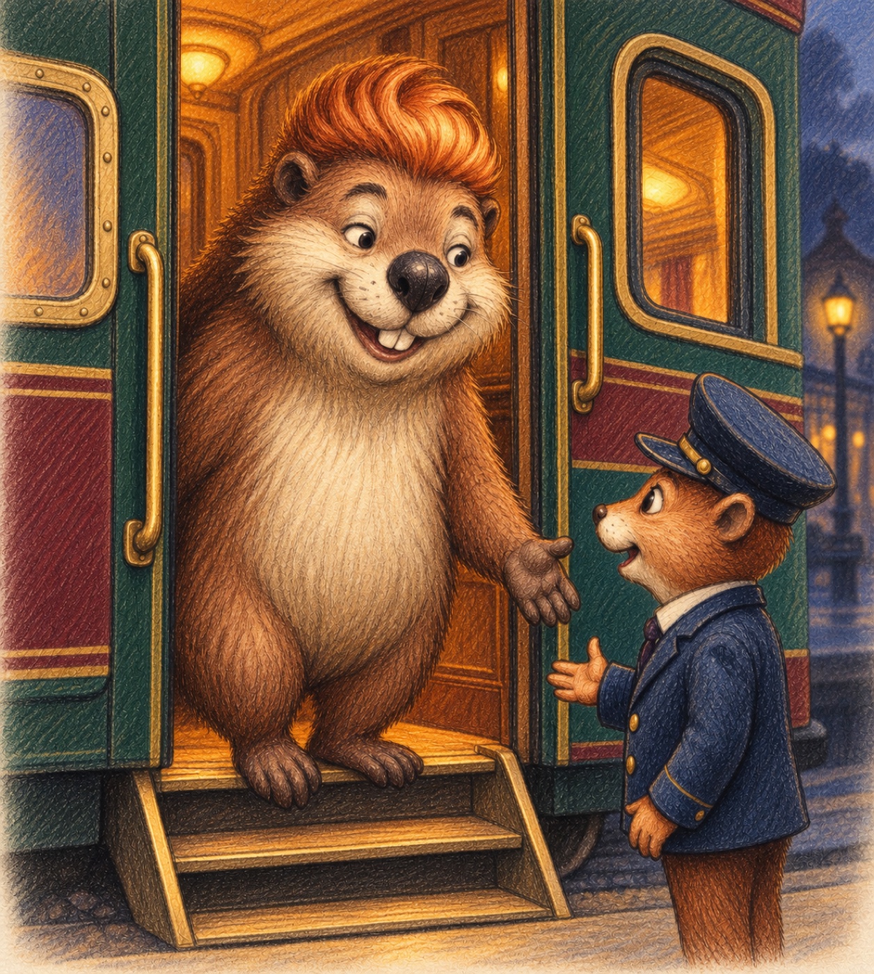 Billie Elsewhere boards the Train to Elsewhere at silent Stillwhistle Station.