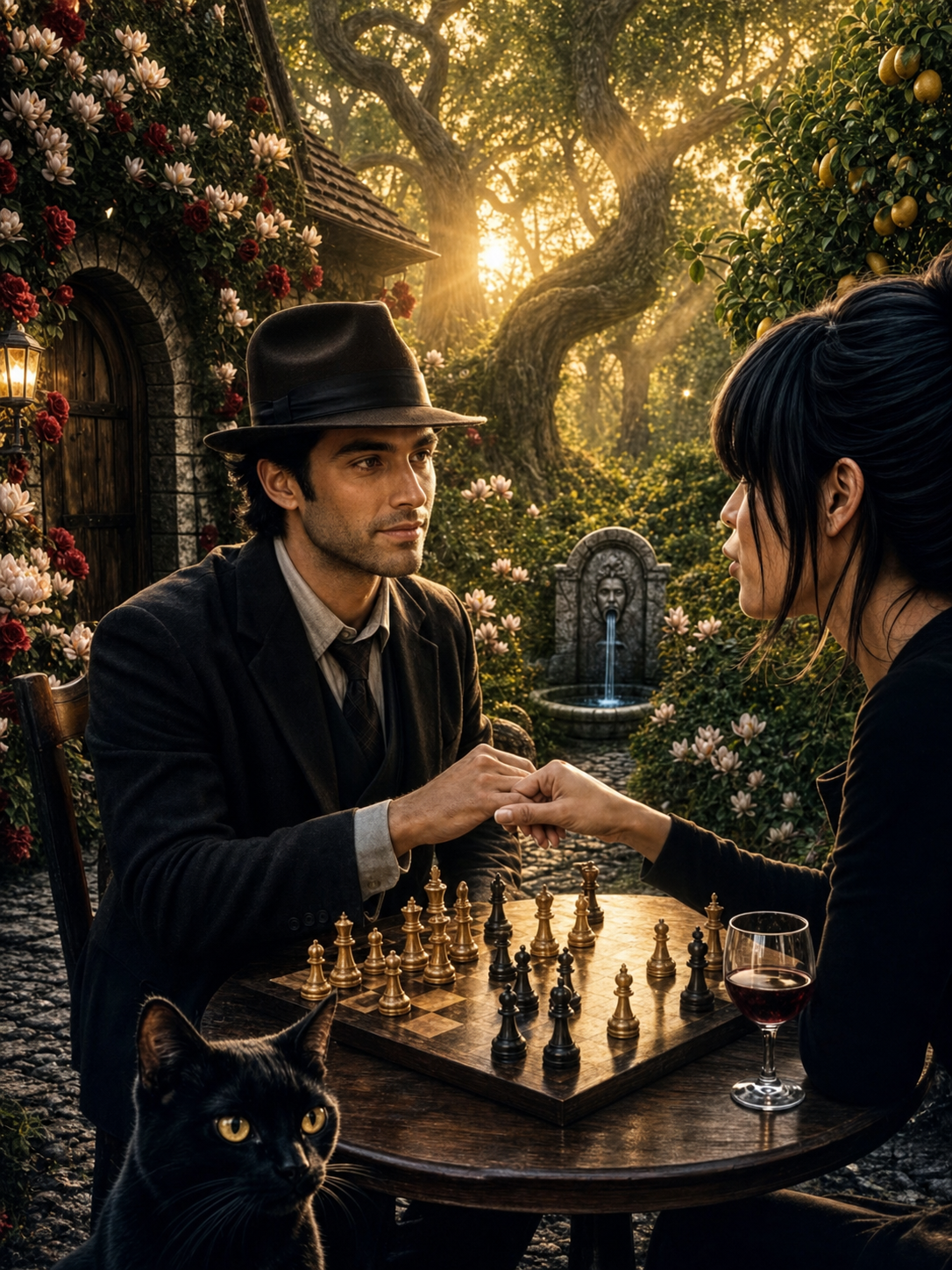 Bob arrives at Lady Marmalade’s enchanted garden as Otto Elbright prepares to leave their chess game.