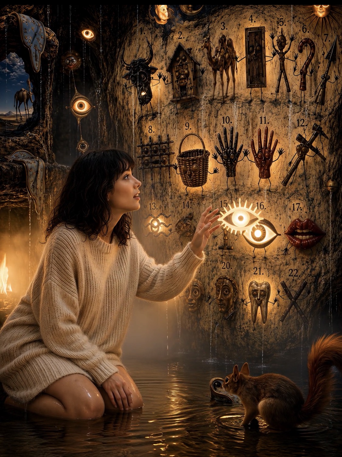 Missy recalling a dream inside a cave of living symbols with the Conductor Squirrel